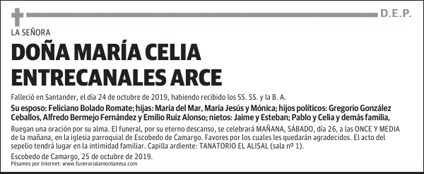 DOÑA MARÍA CELIA ENTRECANALES ARCE