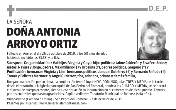 DOÑA ANTONIA ARROYO ORTIZ