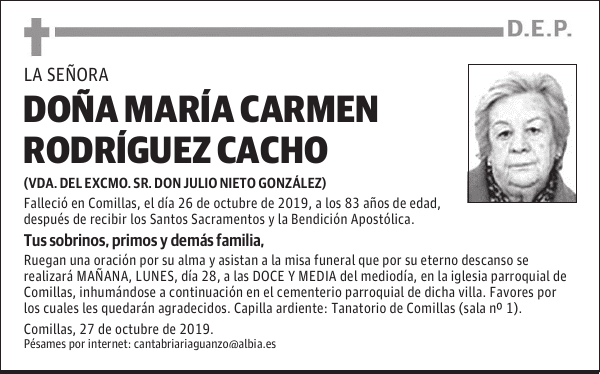 DOÑA MARÍA CARMEN RODRÍGUEZ CACHO