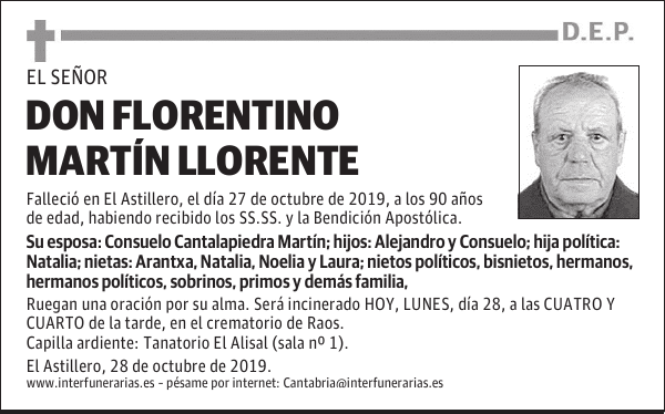 DON FLORENTINO MARTÍN LLORENTE