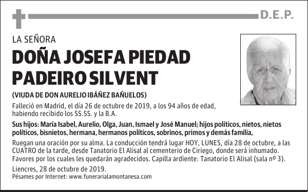 DOÑA JOSEFA PIEDAD PADEIRO SILVENT