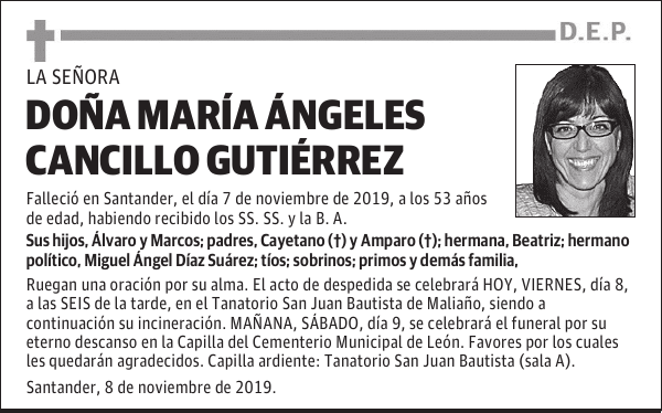 DOÑA MARÍA ÁNGELES CANCILLO GUTIÉRREZ