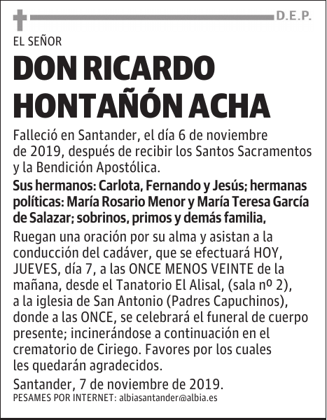 DON RICARDO HONTAÑÓN ACHA