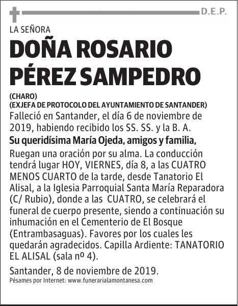 DOÑA ROSARIO PÉREZ SAMPEDRO