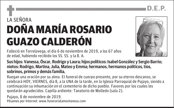 DOÑA MARÍA ROSARIO GUAZO CALDERÓN