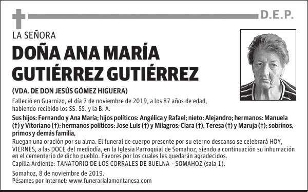 DOÑA ANA MARÍA GUTIÉRREZ GUTIÉRREZ