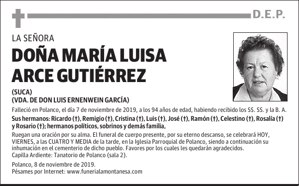 DOÑA MARÍA LUISA ARCE GUTIÉRREZ