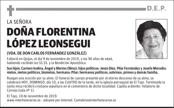 DOÑA FLORENTINA LÓPEZ LEONSEGUI