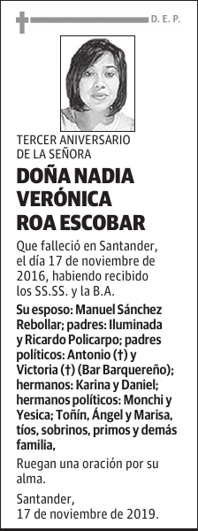 DOÑA NADIA VERÓNICA ROA ESCOBAR