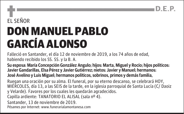 DON MANUEL PABLO GARCÍA ALONSO
