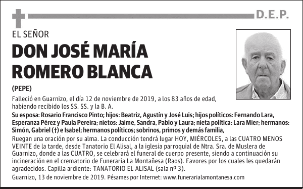 DON JOSÉ MARÍA ROMERO BLANCA