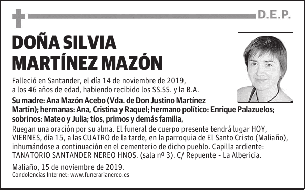 DOÑA SILVIA MARTÍNEZ MAZÓN