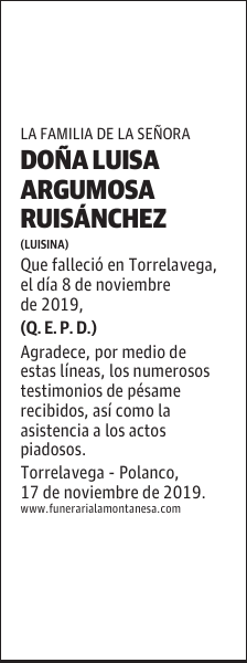 DOÑA LUISA ARGUMOSA RUISÁNCHEZ