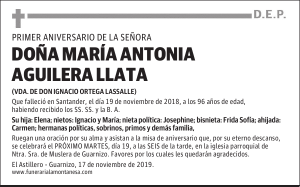 DOÑA MARÍA ANTONIA AGUILERA LLATA