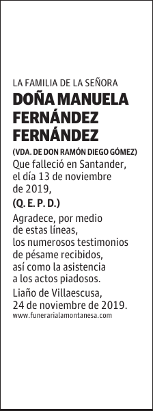 DOÑA MANUELA FERNÁNDEZ FERNÁNDEZ