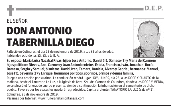 DON ANTONIO TABERNILLA DIEGO