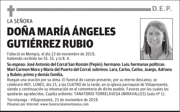 DOÑA MARÍA ÁNGELES GUTIÉRREZ RUBIO