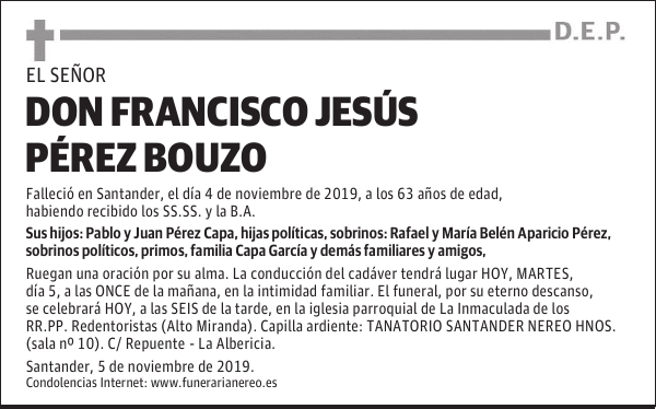 DON FRANCISCO JESÚS PÉREZ BOUZO