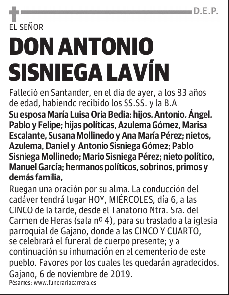 DON ANTONIO SISNIEGA LAVÍN