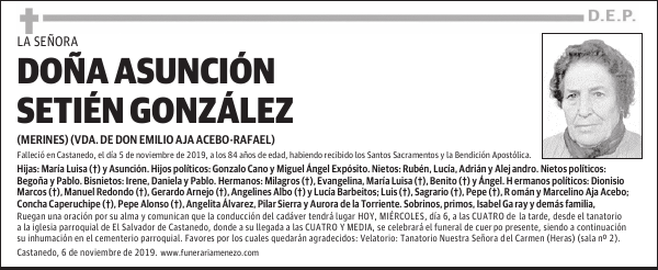 DOÑA ASUNCIÓN SETIÉN GONZÁLEZ