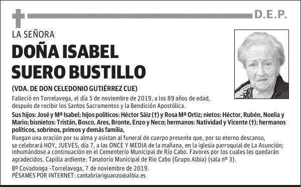 DOÑA ISABEL SUERO BUSTILLO