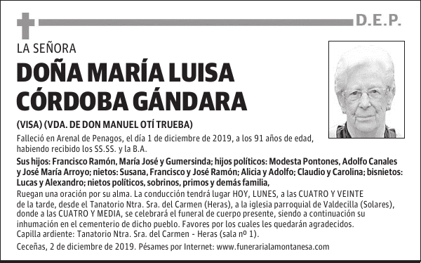 DOÑA MARÍA LUISA CÓRDOBA GÁNDARA