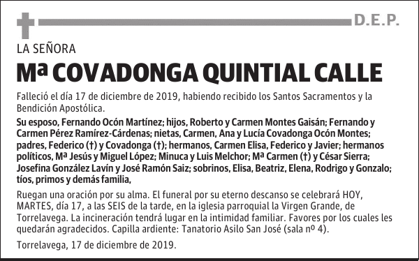 Mª COVADONGA QUINTIAL CALLE