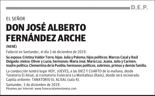 DON JOSÉ ALBERTO FERNÁNDEZ ARCHE