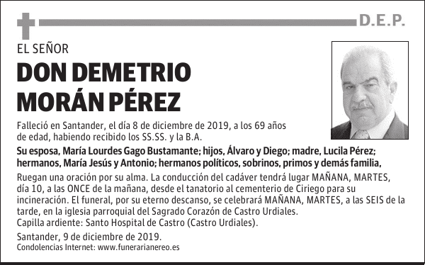 DON DEMETRIO MORÁN PÉREZ
