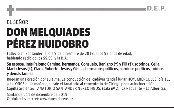 DON MELQUIADES PÉREZ HUIDOBRO