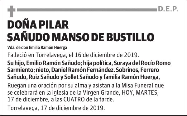 DOÑA PILAR SAÑUDO MANSO DE BUSTILLO
