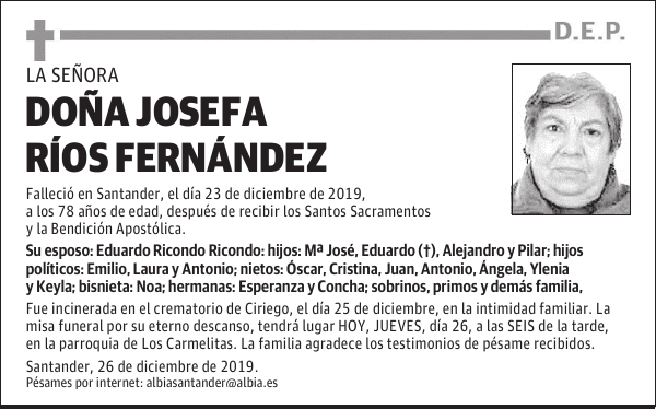 DOÑA JOSEFA RÍOS FERNÁNDEZ