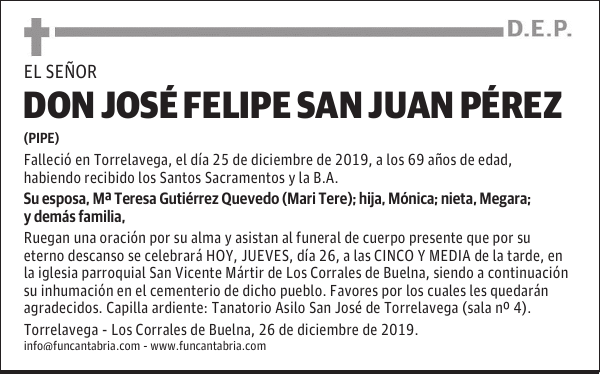 DON JOSÉ FELIPE SAN JUAN PÉREZ