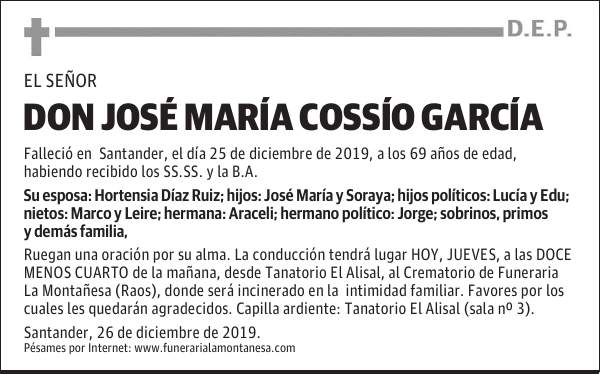 DON JOSÉ MARÍA COSSÍO GARCÍA