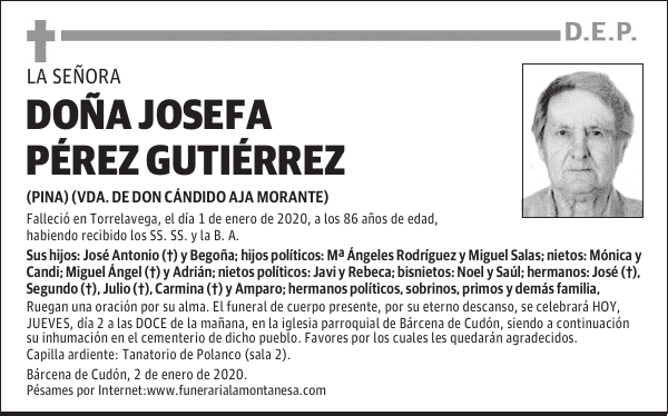 DOÑA JOSEFA PÉREZ GUTIÉRREZ