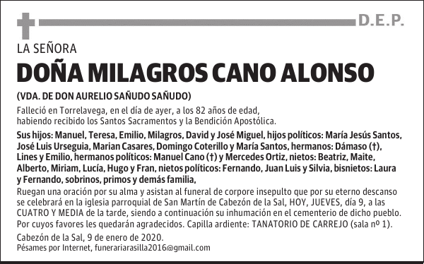 DOÑA MILAGROS CANO ALONSO