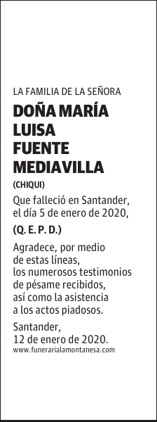 DOÑA MARÍA LUISA FUENTE MEDIAVILLA