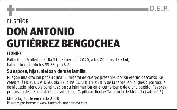 DON ANTONIO GUTIÉRREZ BENGOCHEA