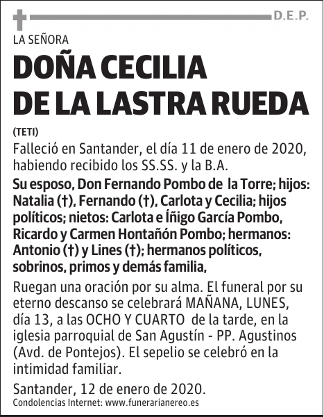 DOÑA CECILIA DE LA LASTRA RUEDA