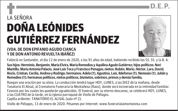 DOÑA LEÓNIDES GUTIÉRREZ FERNÁNDEZ