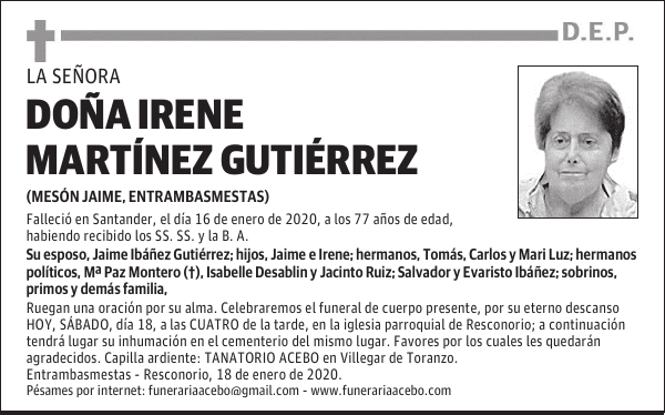 DOÑA IRENE MARTÍNEZ GUTIÉRREZ