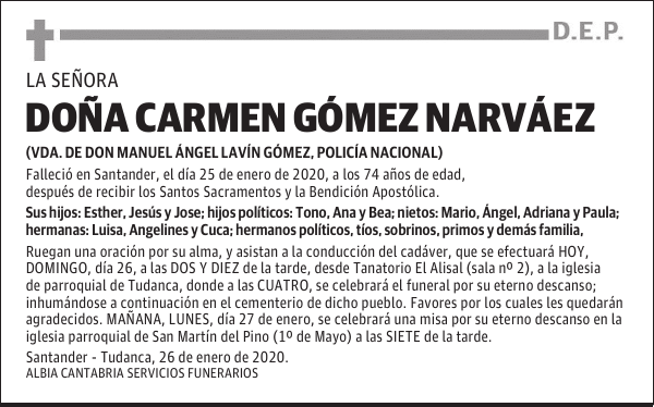 DOÑA CARMEN GÓMEZ NARVÁEZ