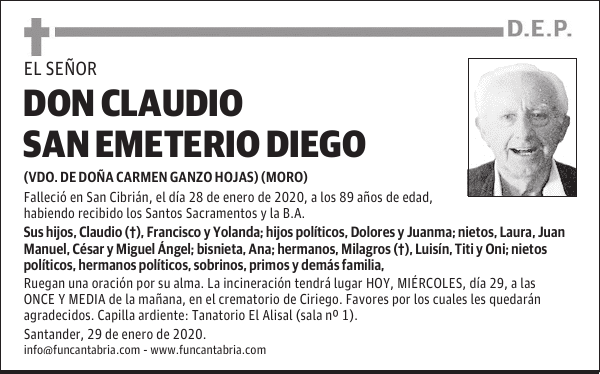 DON CLAUDIO SAN EMETERIO DIEGO