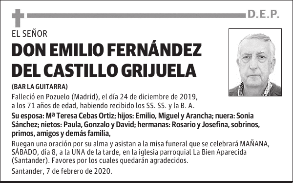 DON EMILIO FERNÁNDEZ DEL CASTILLO GRIJUELA