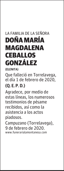 DOÑA MARÍA MAGDALENA CEBALLOS GONZÁLEZ