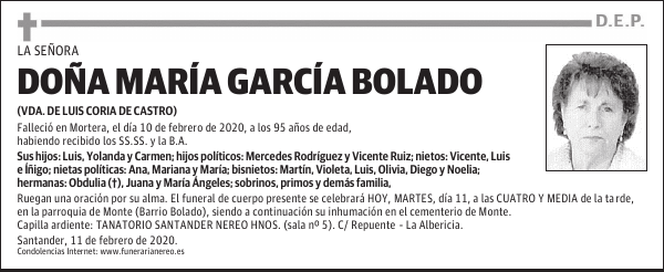 DOÑA MARÍA GARCÍA BOLADO