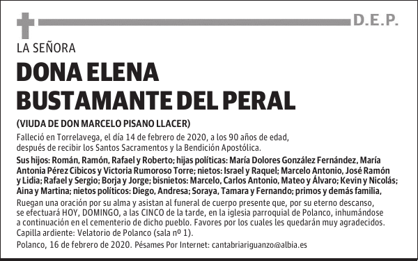 DONA ELENA BUSTAMANTE DEL PERAL