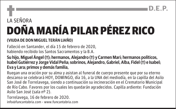 DOÑA MARÍA PILAR PÉREZ RICO