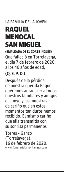 RAQUEL MENOCAL SAN MIGUEL