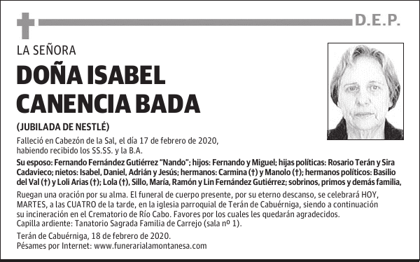 DOÑA ISABEL CANENCIA BADA